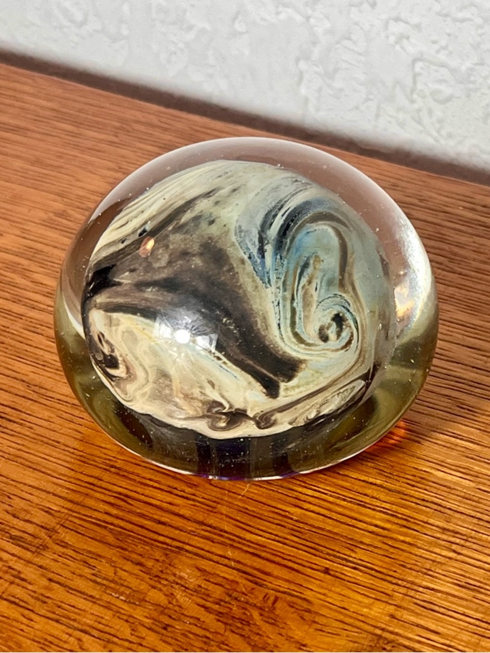 Vintage California Glass Studio Blown Paperweight Marbled Swirl Galaxy Celestial
